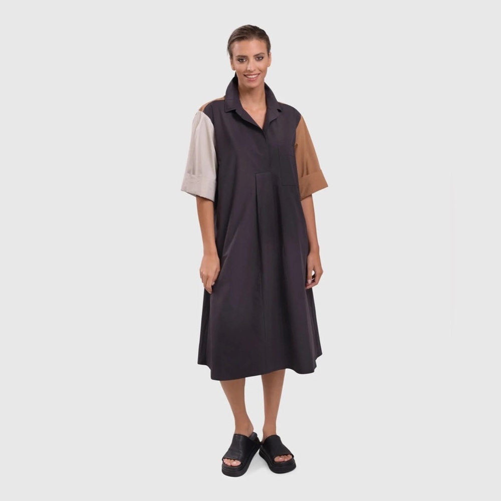 Alembika Urban Trapeze Dress Multi Colorblock Oversized Cotton Size 2 (US 8–10)